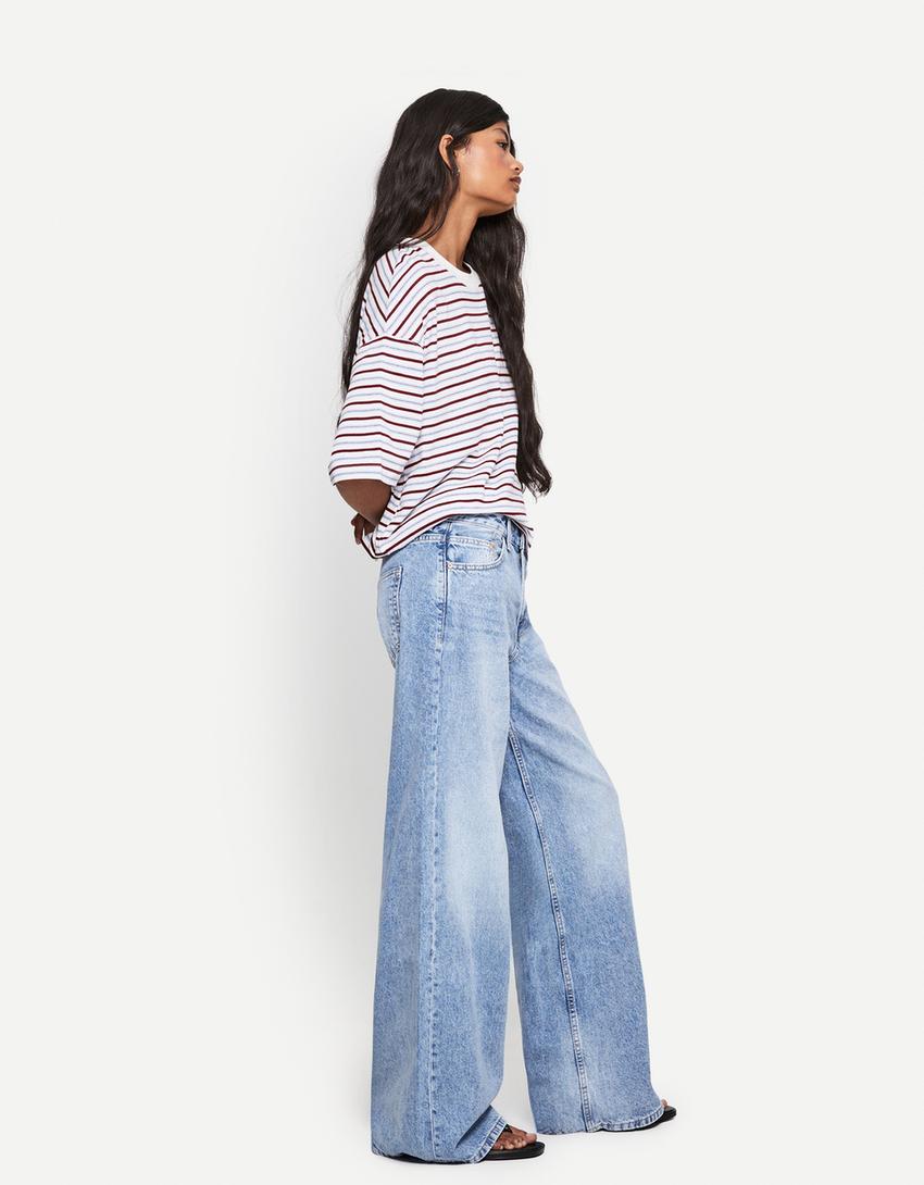 Jeans wide leg-Azzurro Lavato-2