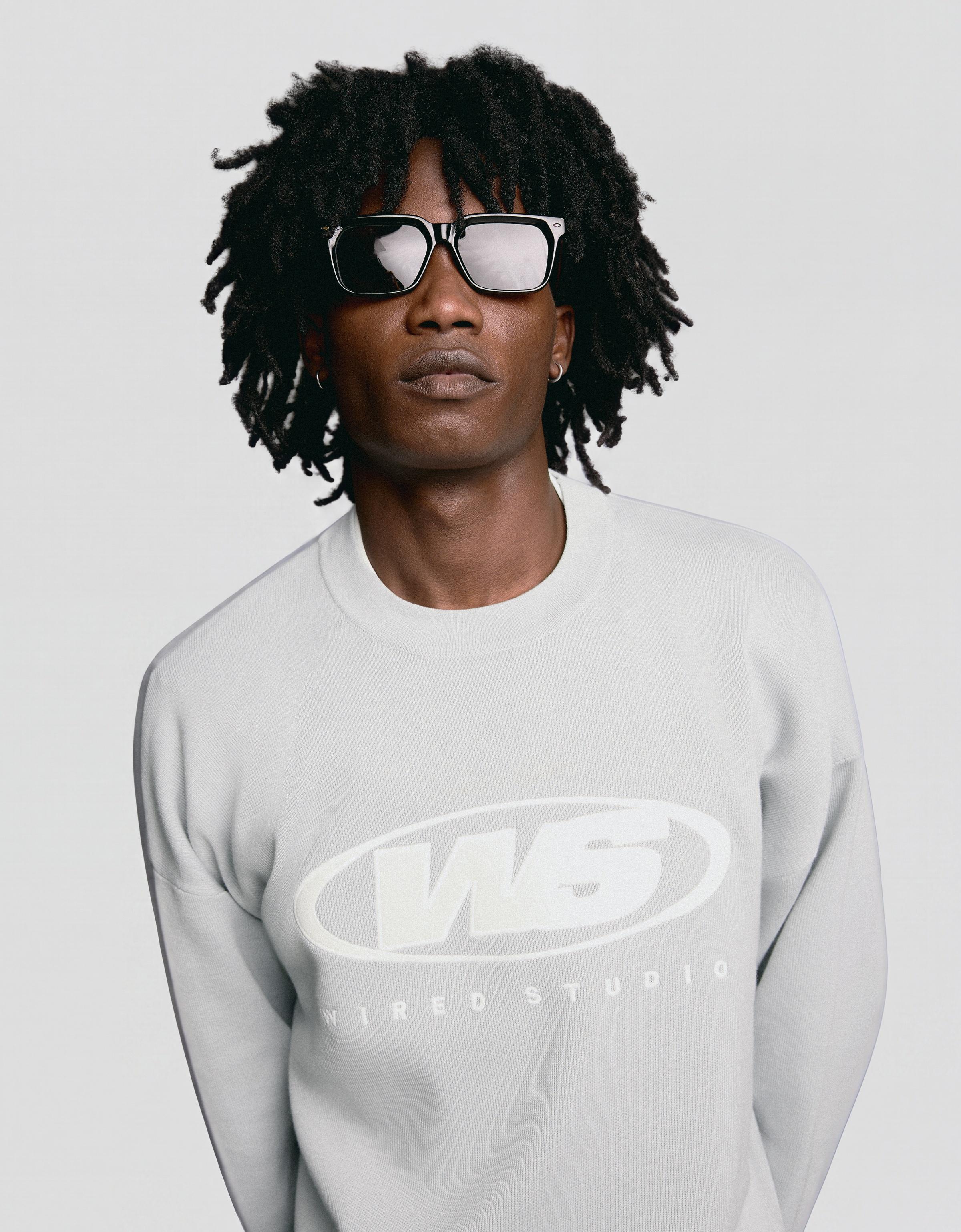 Printed round neck jumper — Grey