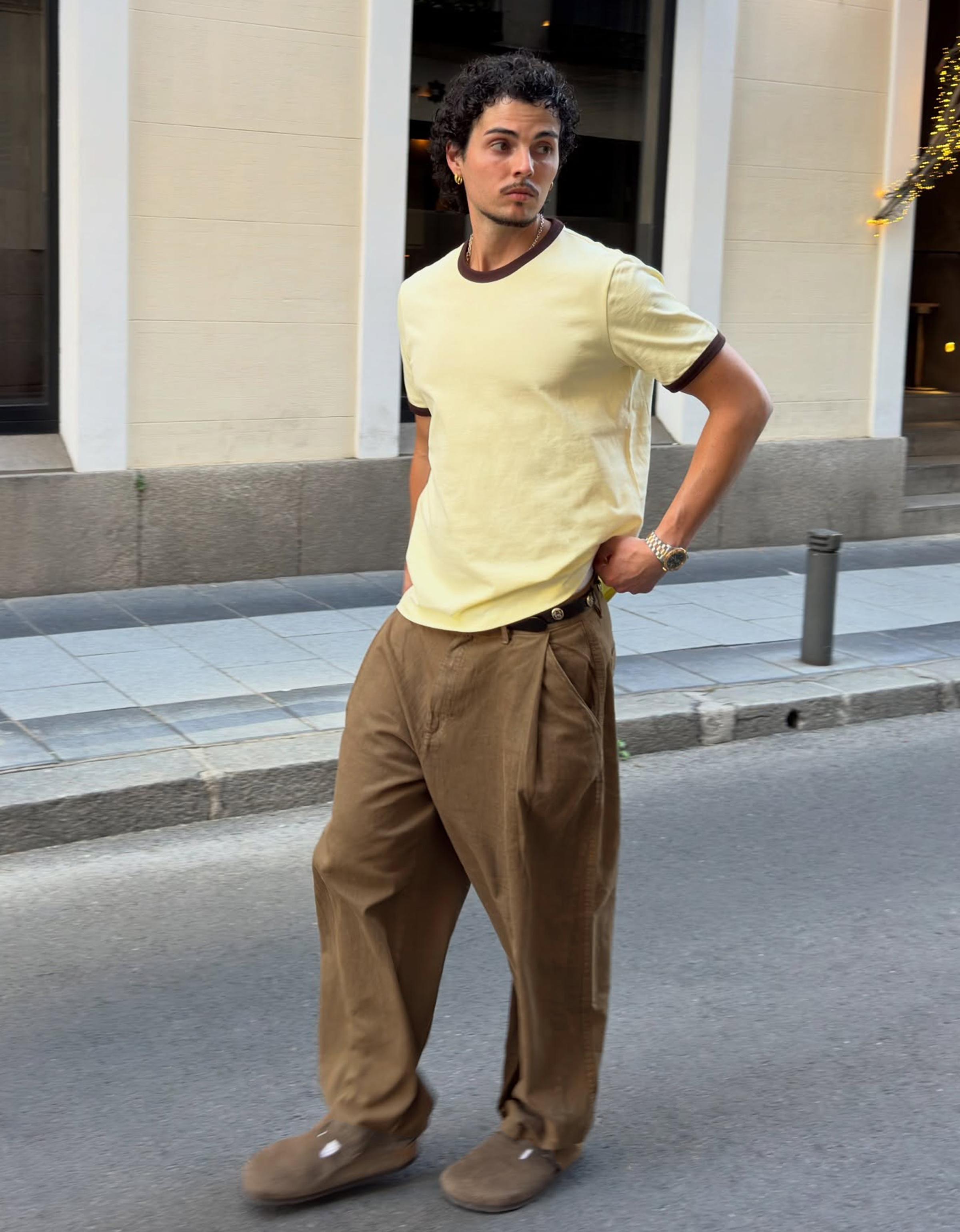 Super baggy trousers with linen — Brown