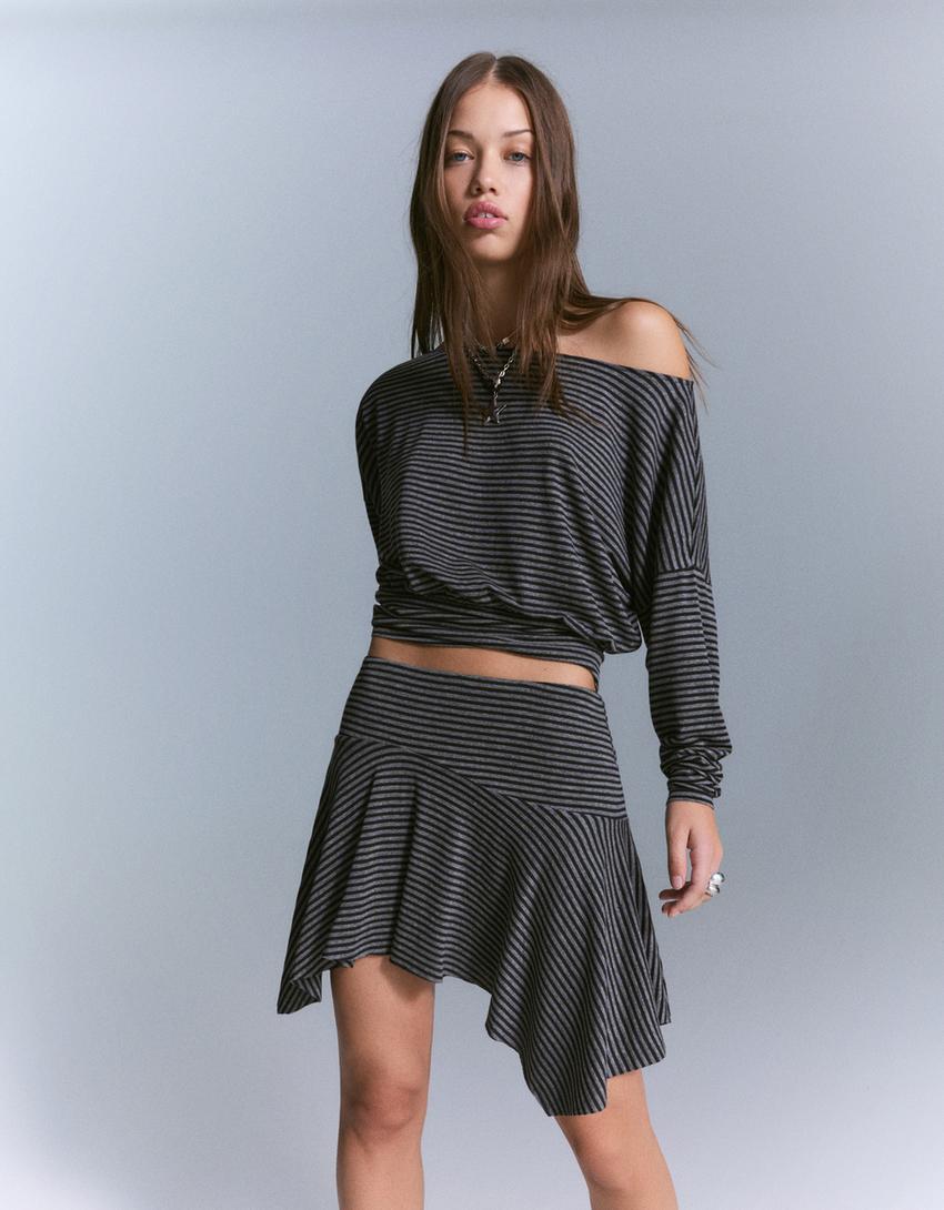 Striped T-shirt and mini skirt set-Striped T-shirt and mini skirt set-1