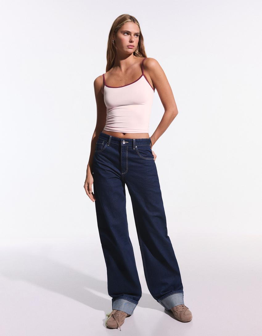 Contrast strappy top - Women | Bershka