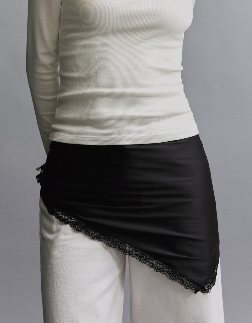 Sateen lace neckerchief-Black