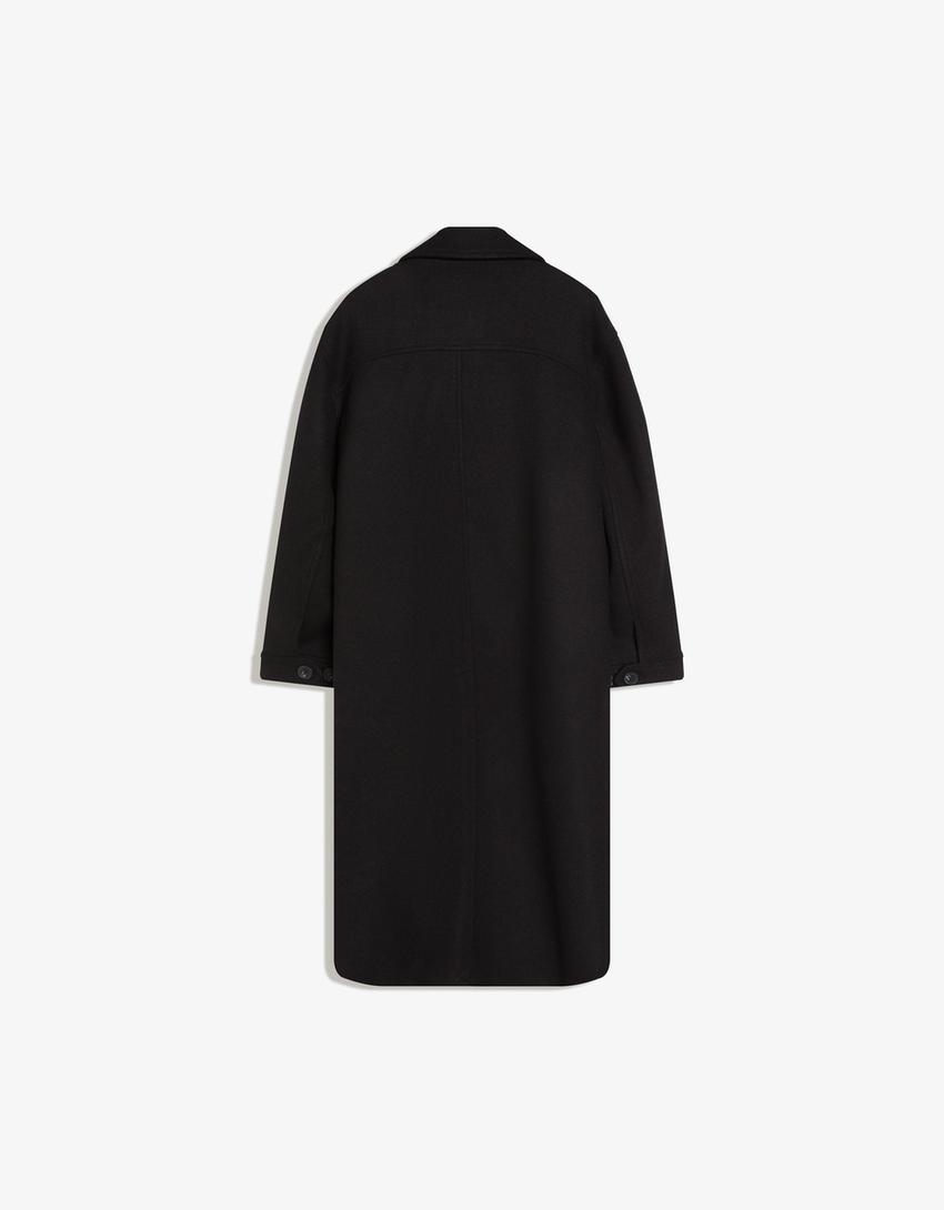 Soft-touch double-breasted jas-Zwart