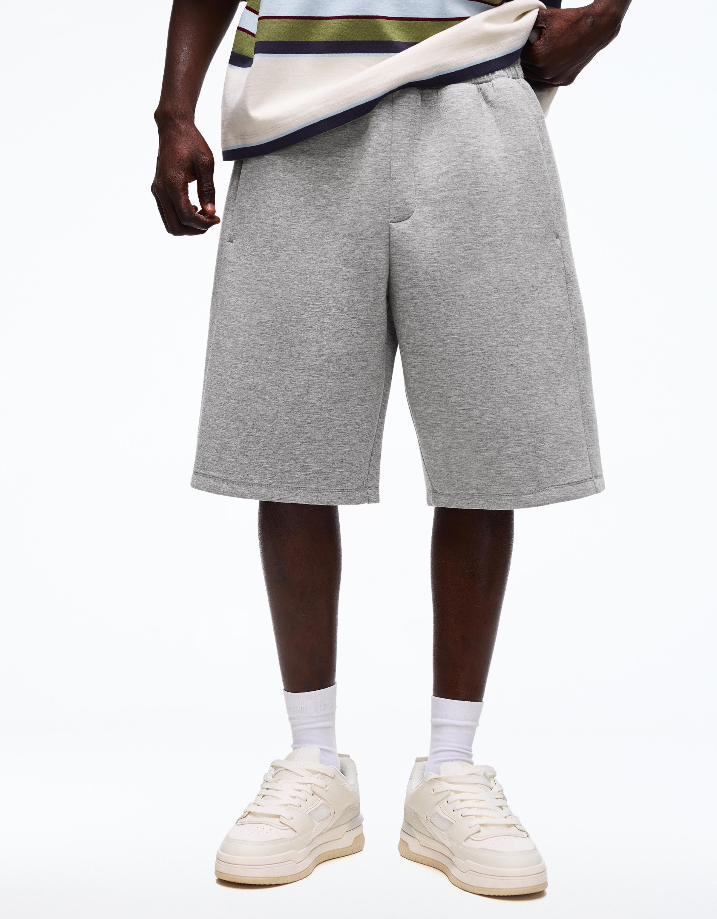 Oversize neoprene Bermuda shorts — Grey