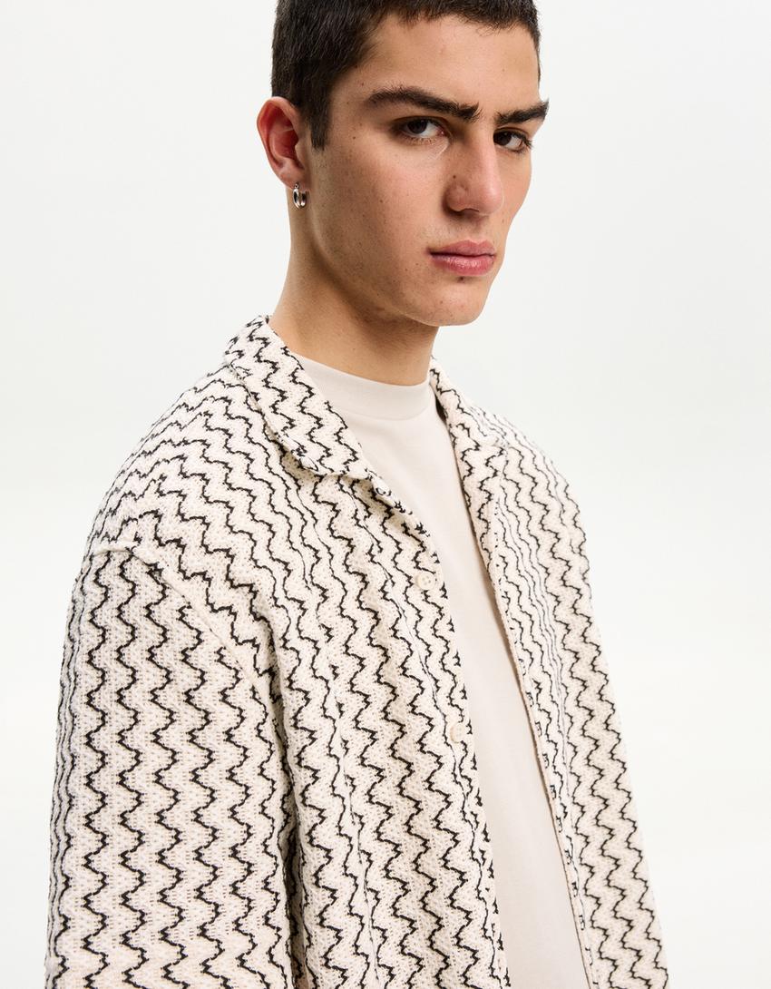 Camicia a maniche corte semplice-Avorio-2