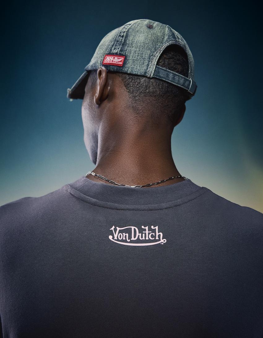 Von Dutch print short-sleeve T-shirt-Brown