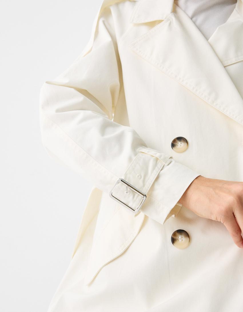 Sobretudo trench de algodão-Gelo-6