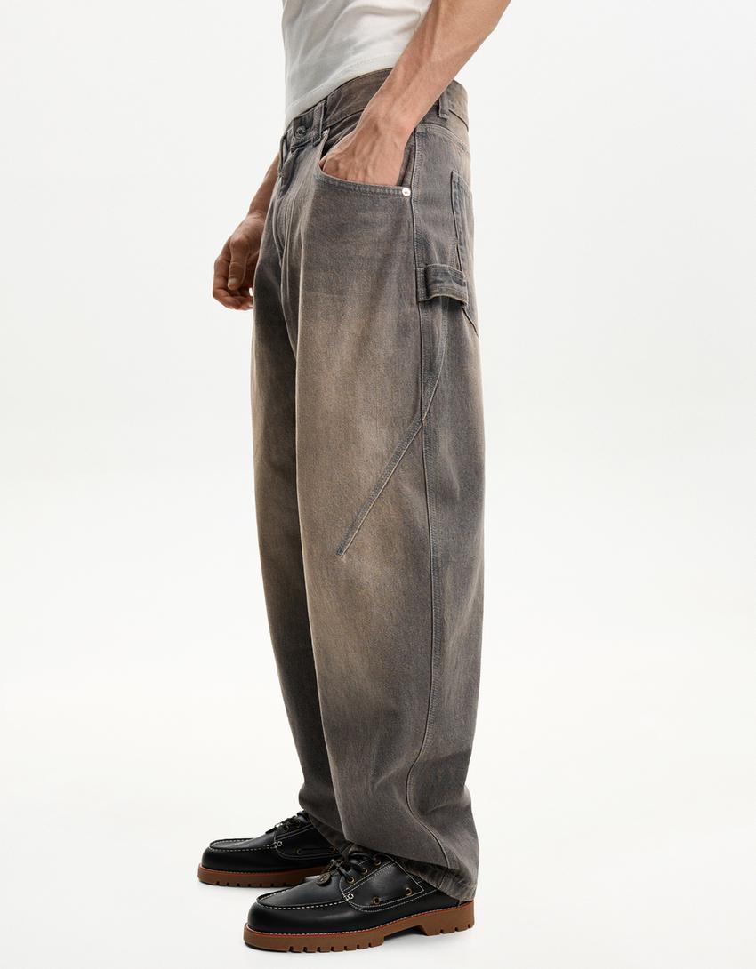 Balloon fit baggy jean-Kahverengi-2