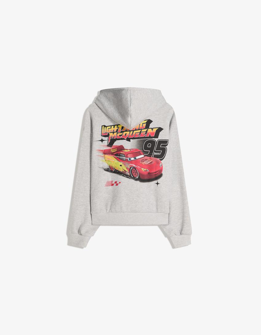 Sweatshirt Cars capuz estampado-Cinza
