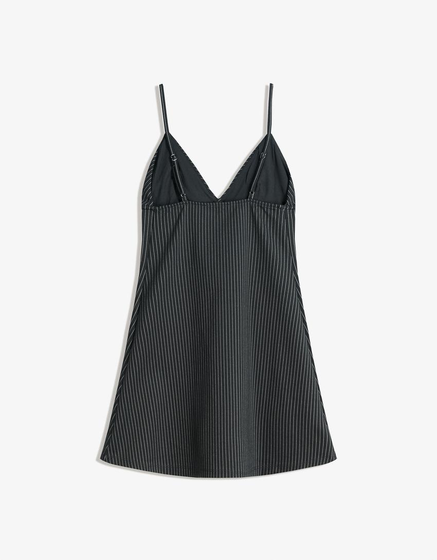 Kurzes Kleid mit Karomuster-Dunkelgrau