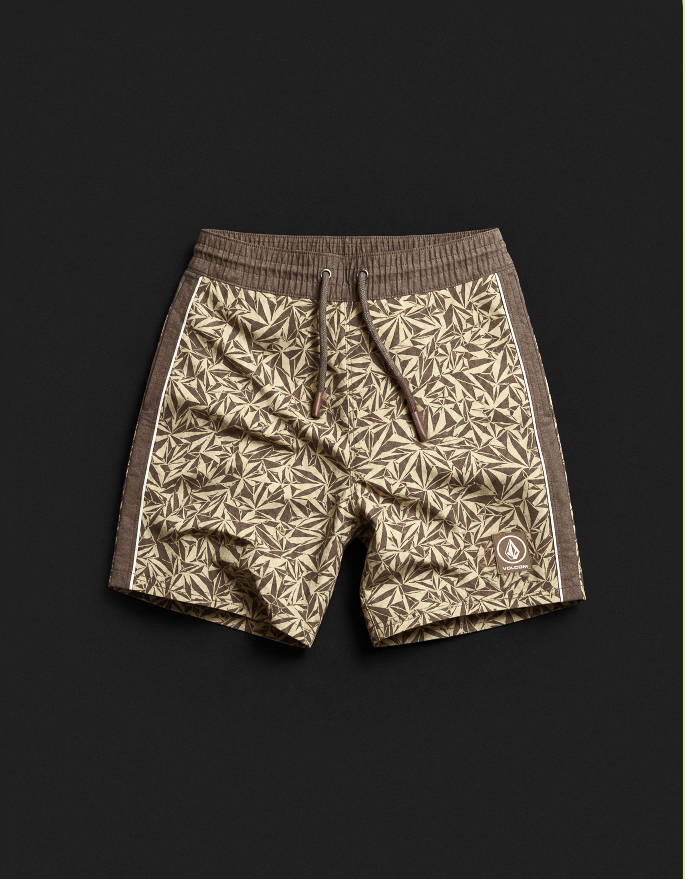 VOLCOM print swim shorts — Brown