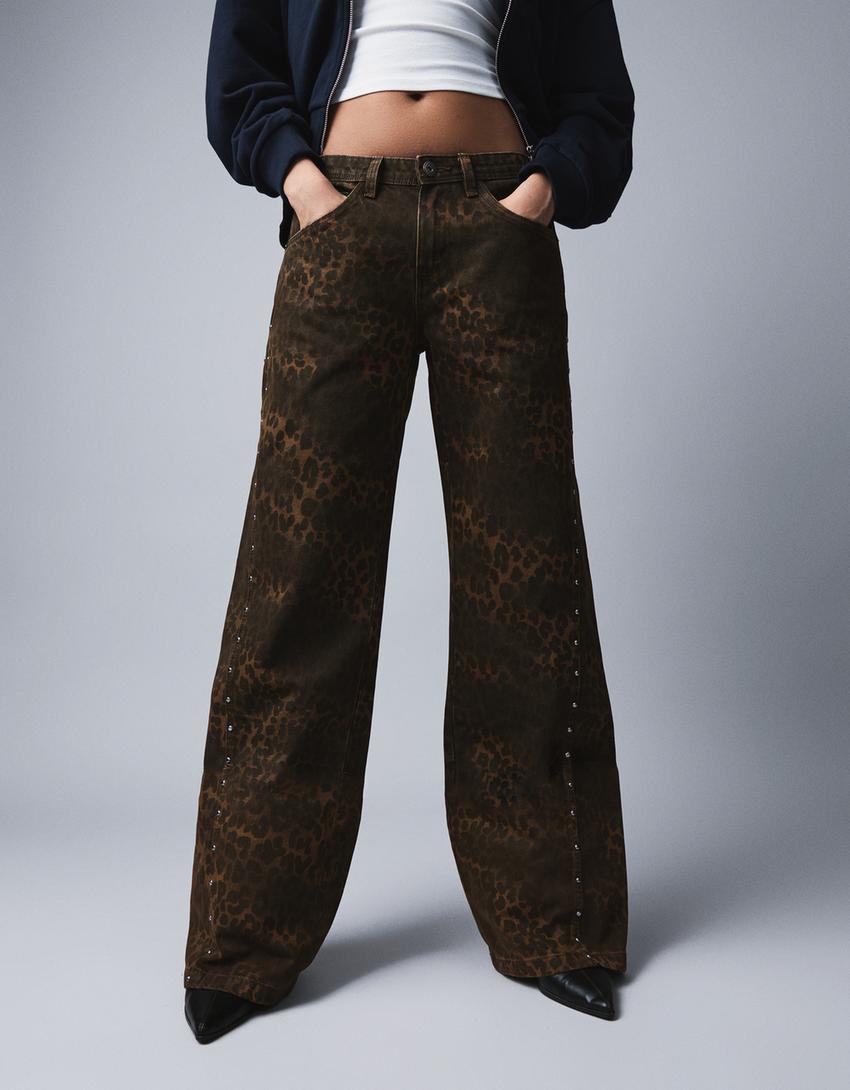 بنطال تويل بقصّة مستقيمة-بني