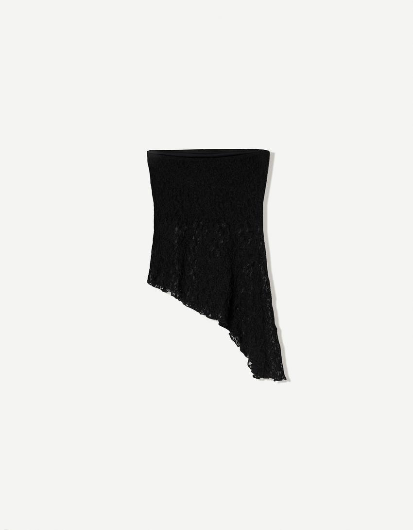 Lace bandeau top-Black