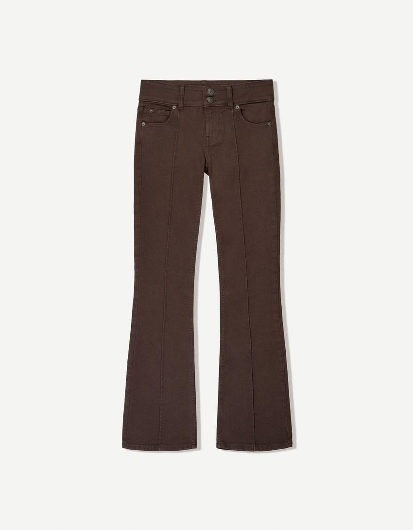 Low-rise boot-cut jeans-Brown-3