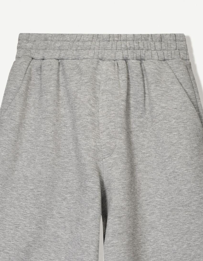 Oversize neoprene-effect Bermuda shorts-Grey