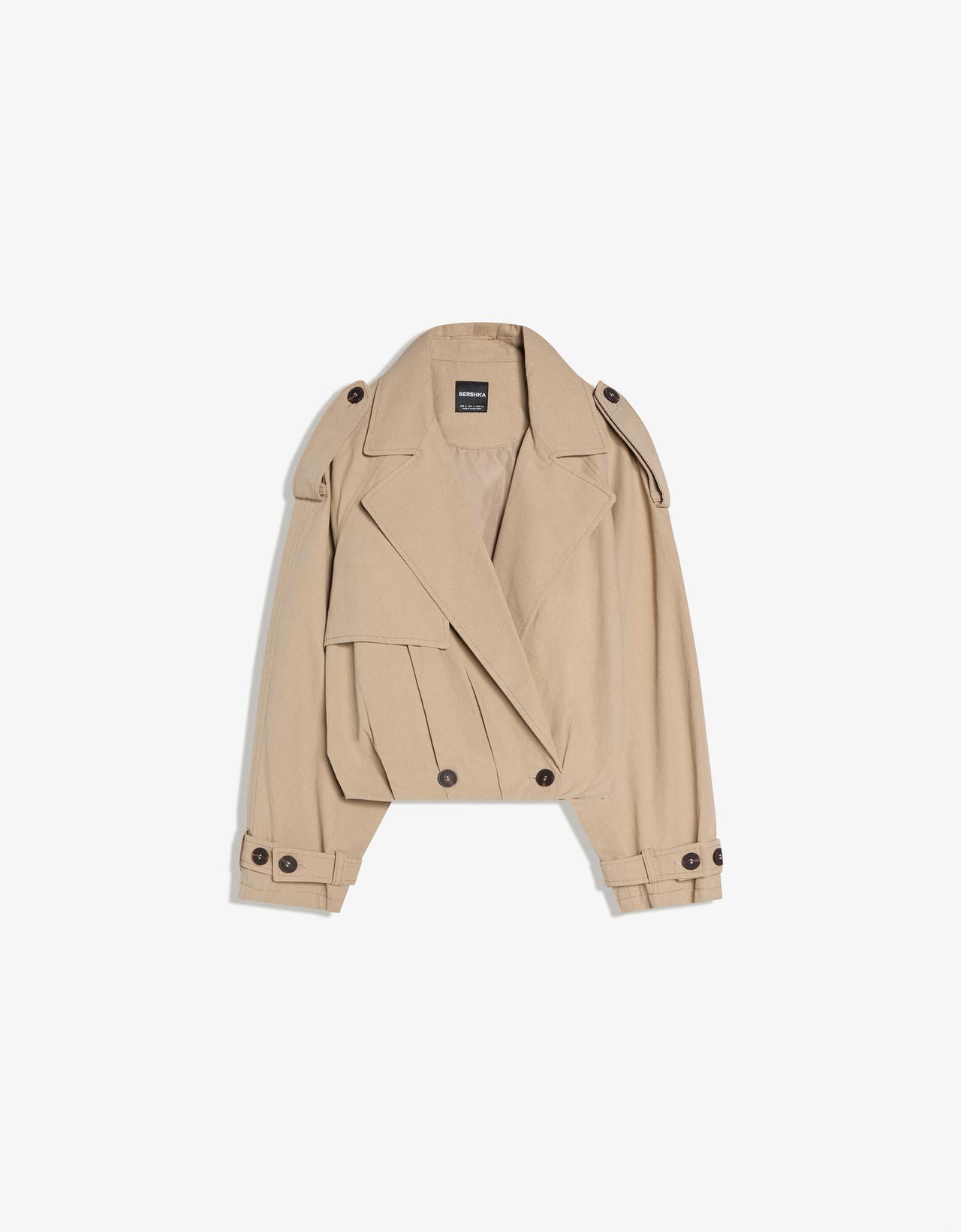 Balloon effect cropped trench coat — Camel