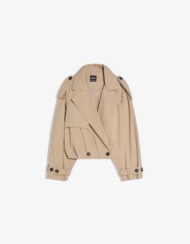 Balloon effect cropped trench coat — Camel 5