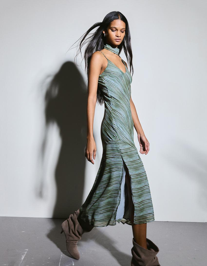 Mini scarf dress-Turquoise