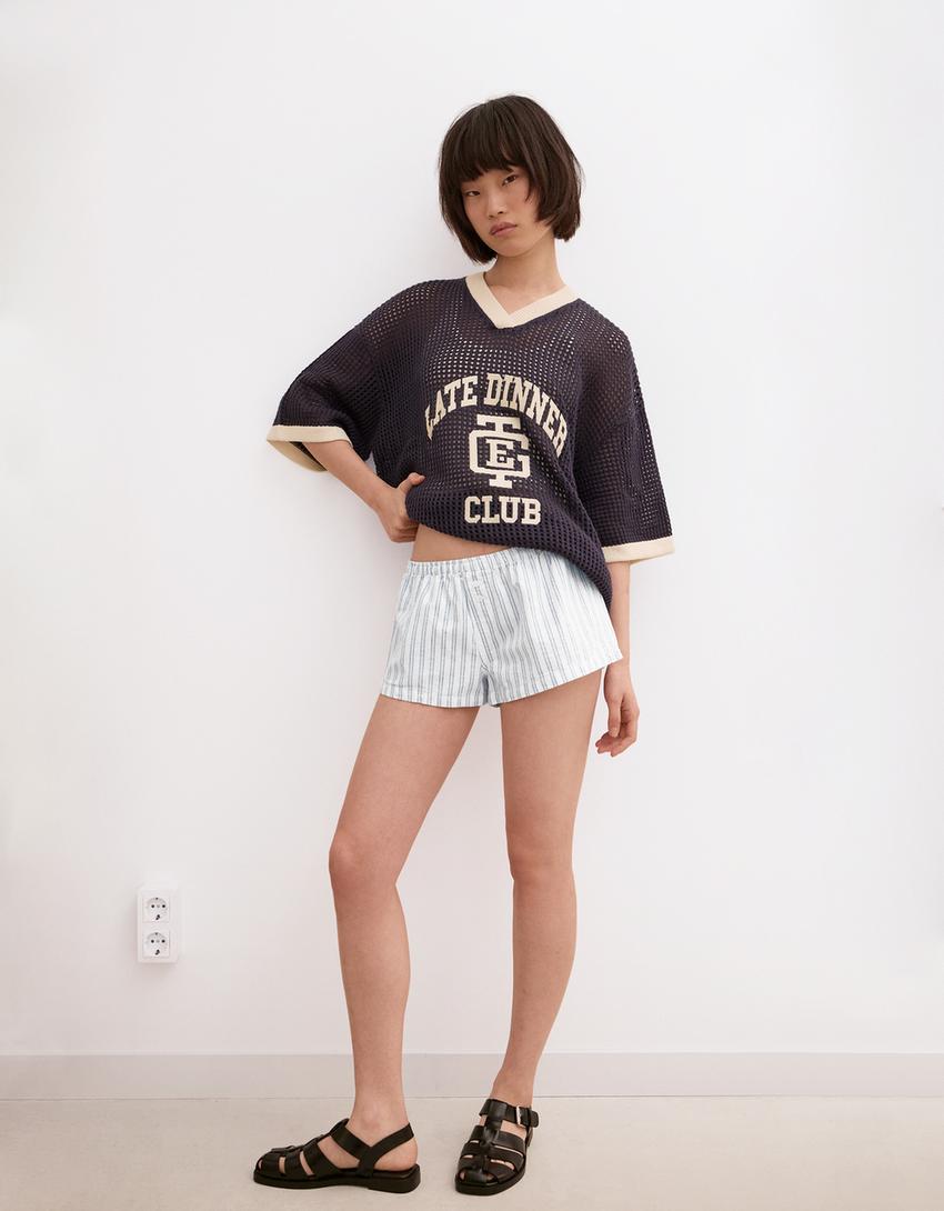 Shorts mini con bottoni-Bianco