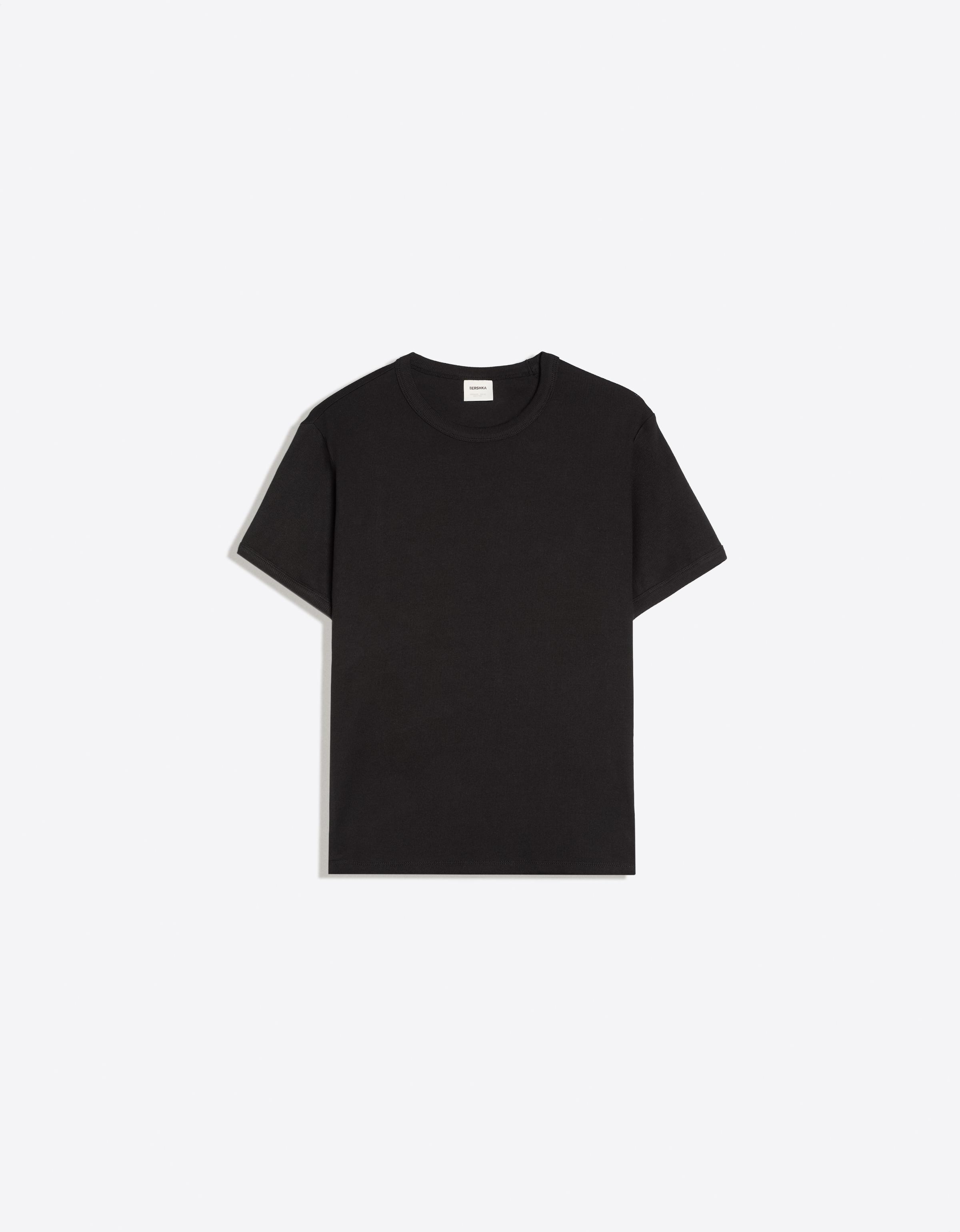 Slim fit ribbed T-shirt — Black