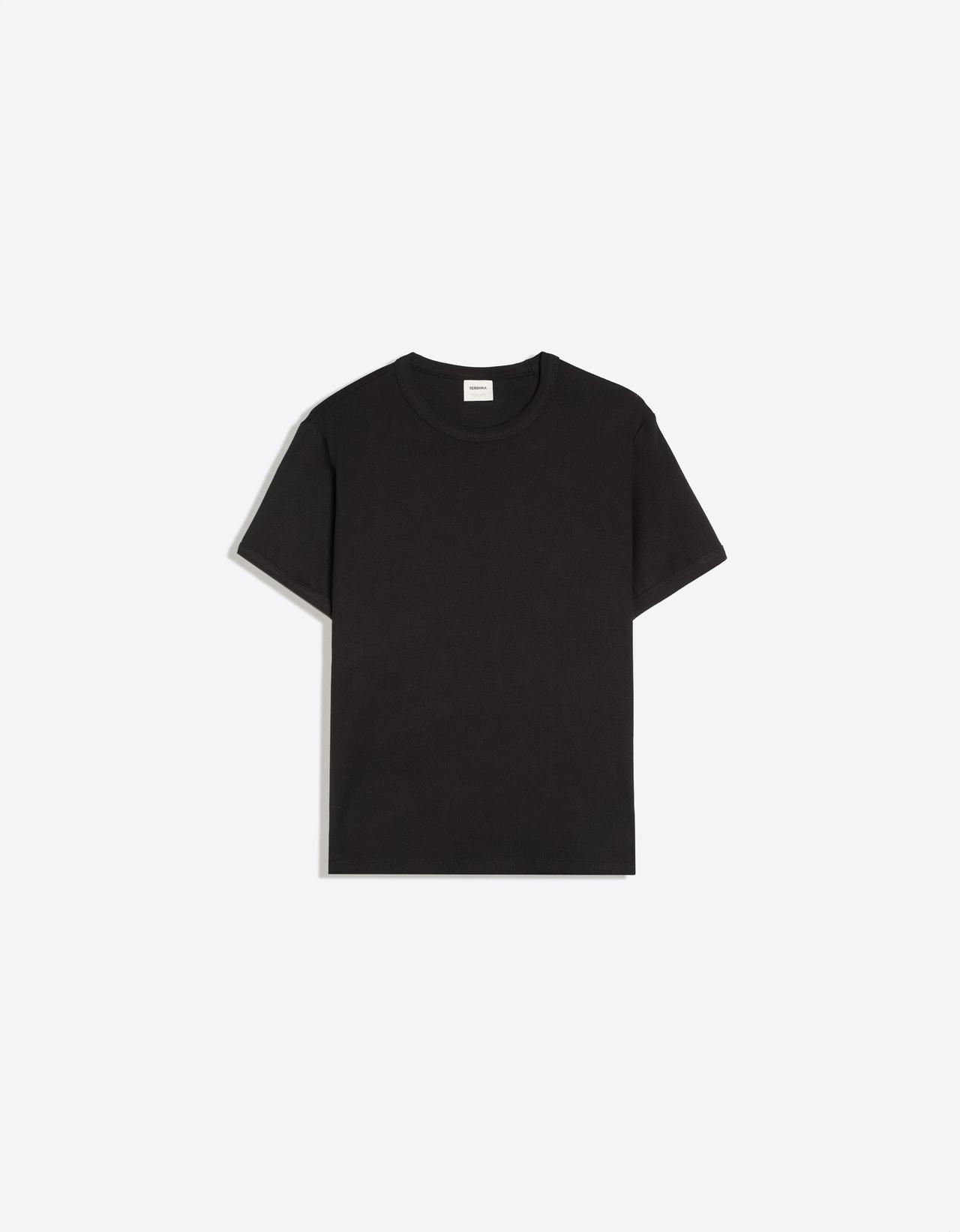 Slim rib short sleeve T-shirt — Black