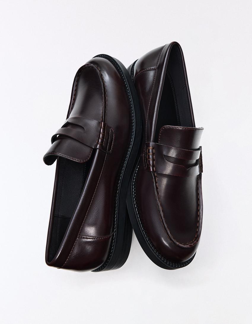 Mokasyny z cienką podeszwą-Rubinowy