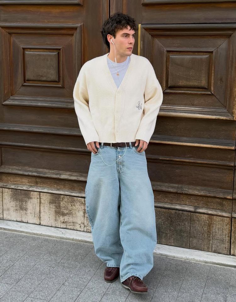 Baskılı düğmeli boxy fit ceket