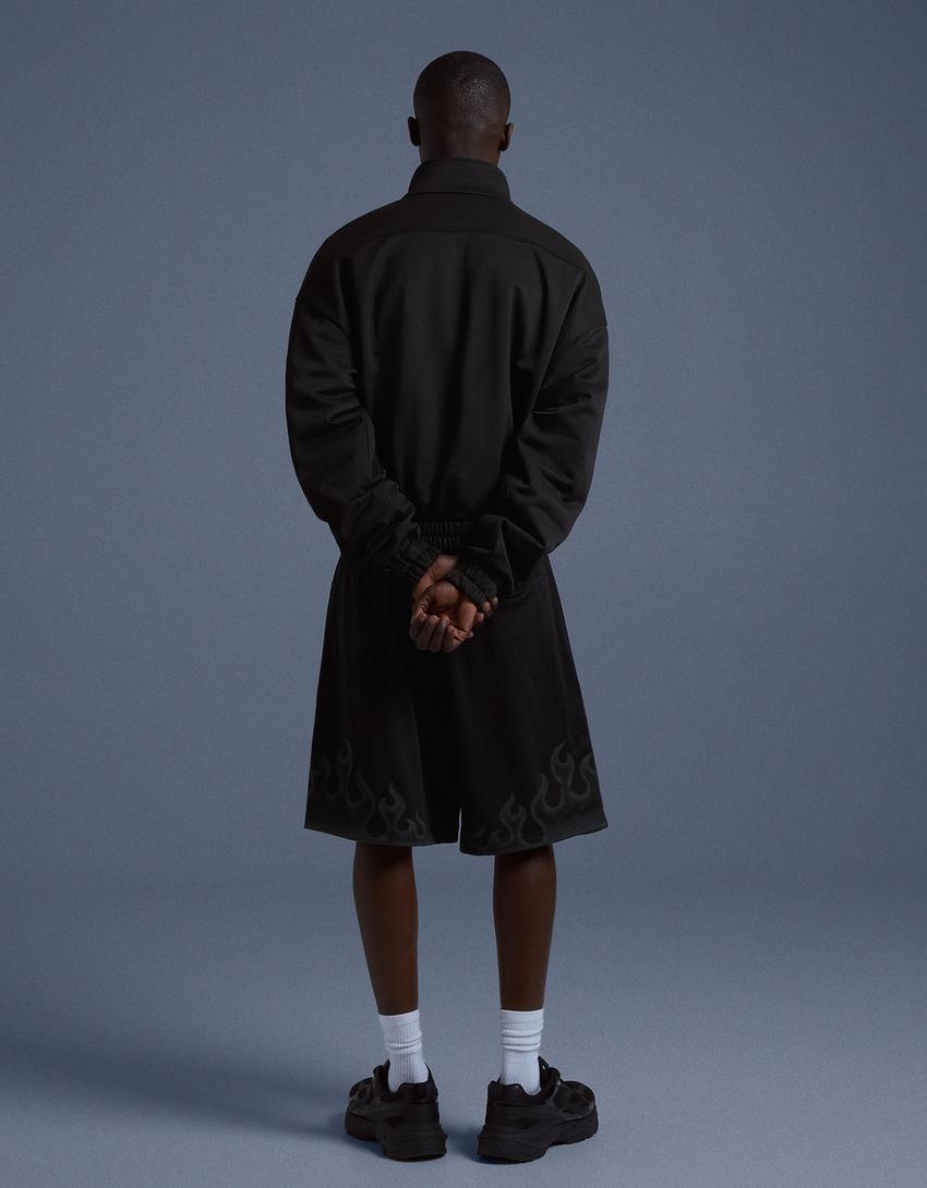 Bermuda mesh imprimé-Noir