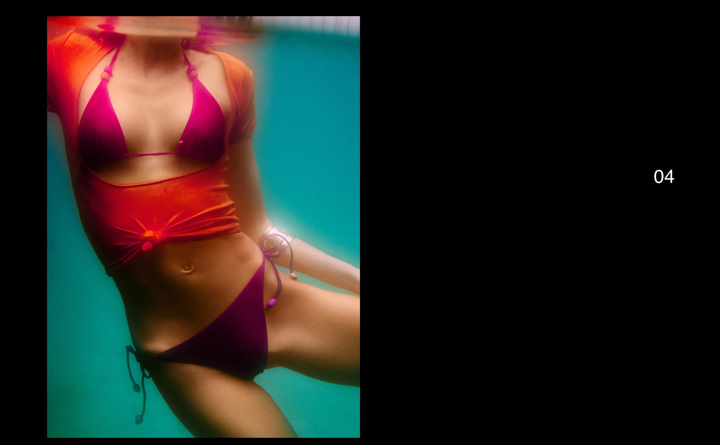 Satin triangle bikini top — Fuchsia
