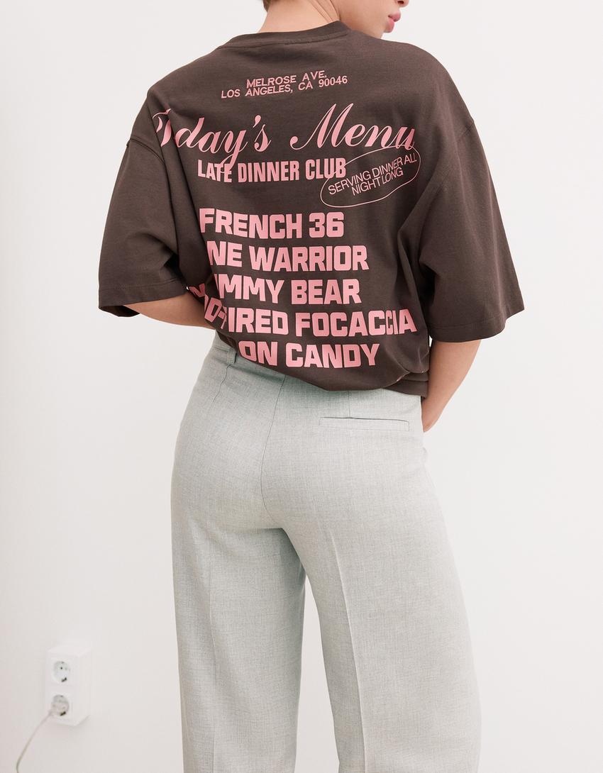 Pantalón wide leg-Gris