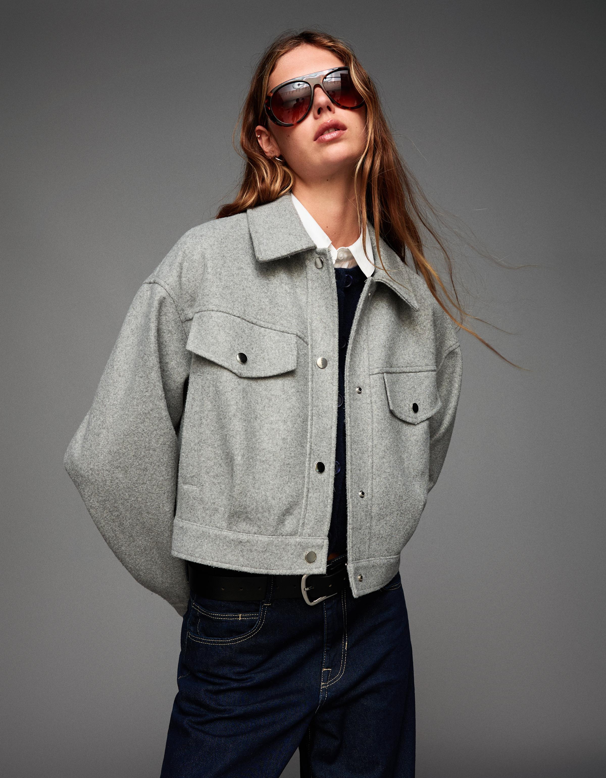 Bershka Truckerjacke Damen M Grau