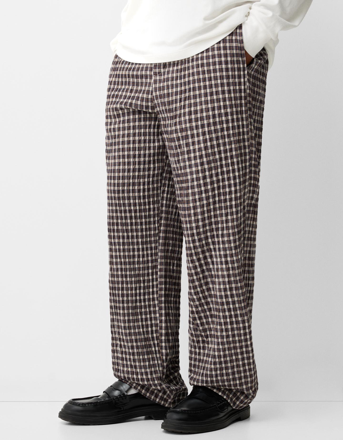 Bershka Pantaloni Tuta Wide Uomo S Marrone