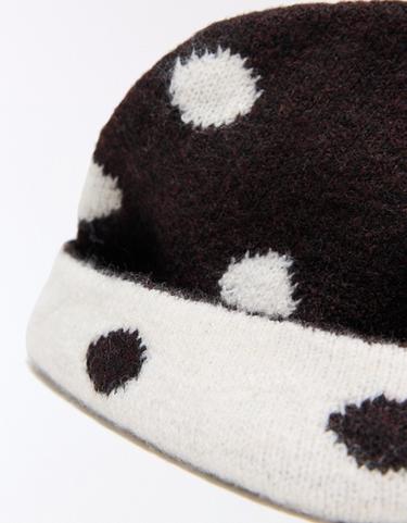 Polka dot knit beanie — Brown 3