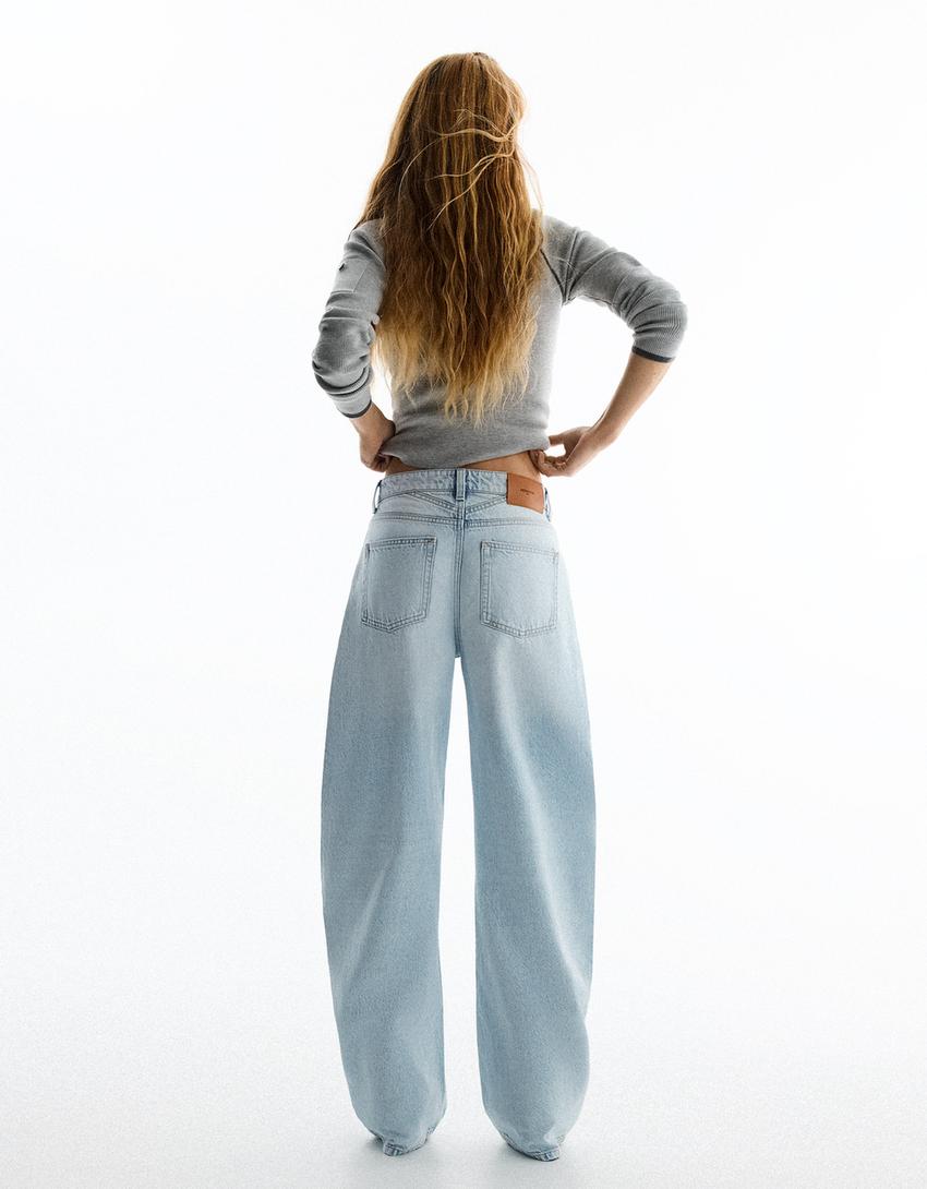 High-waist barrel jeans-Light blue