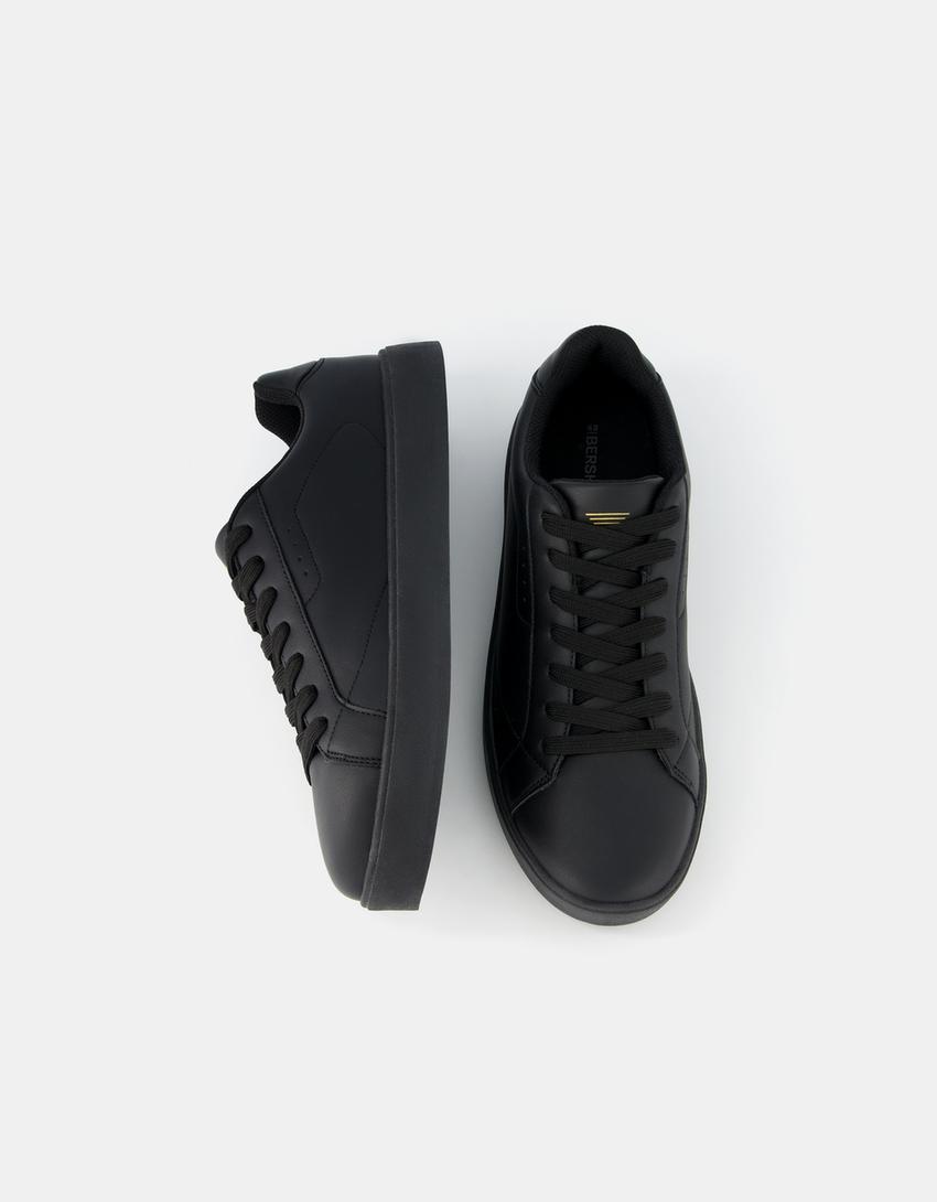 Baskets bi-matière homme-Noir-4