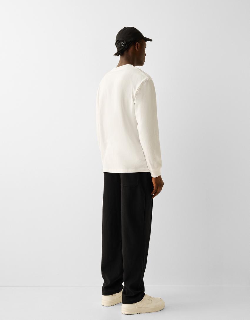 Calças wide leg interlock-Preto-2