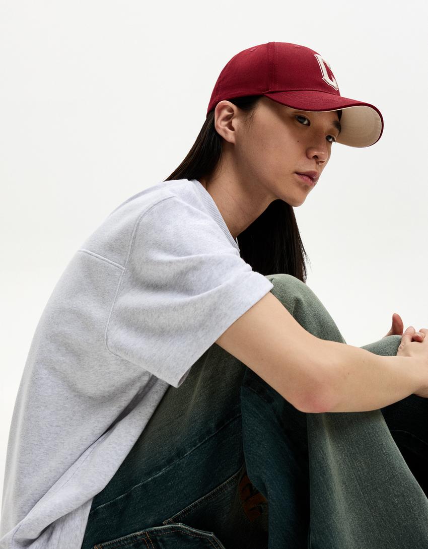 Embroidered cap-Burgundy