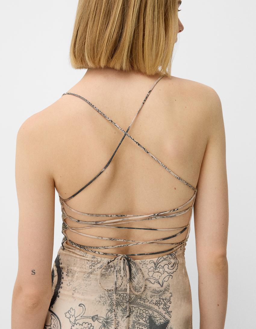 Mini robe en tulle-Beige-6