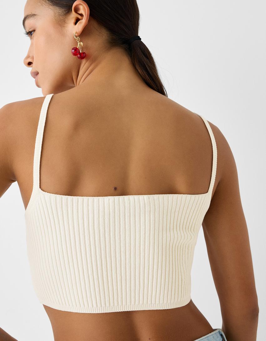 Strappy rustic top-Cream-5