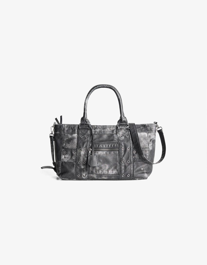 Crossbodytas met studs-Zwart