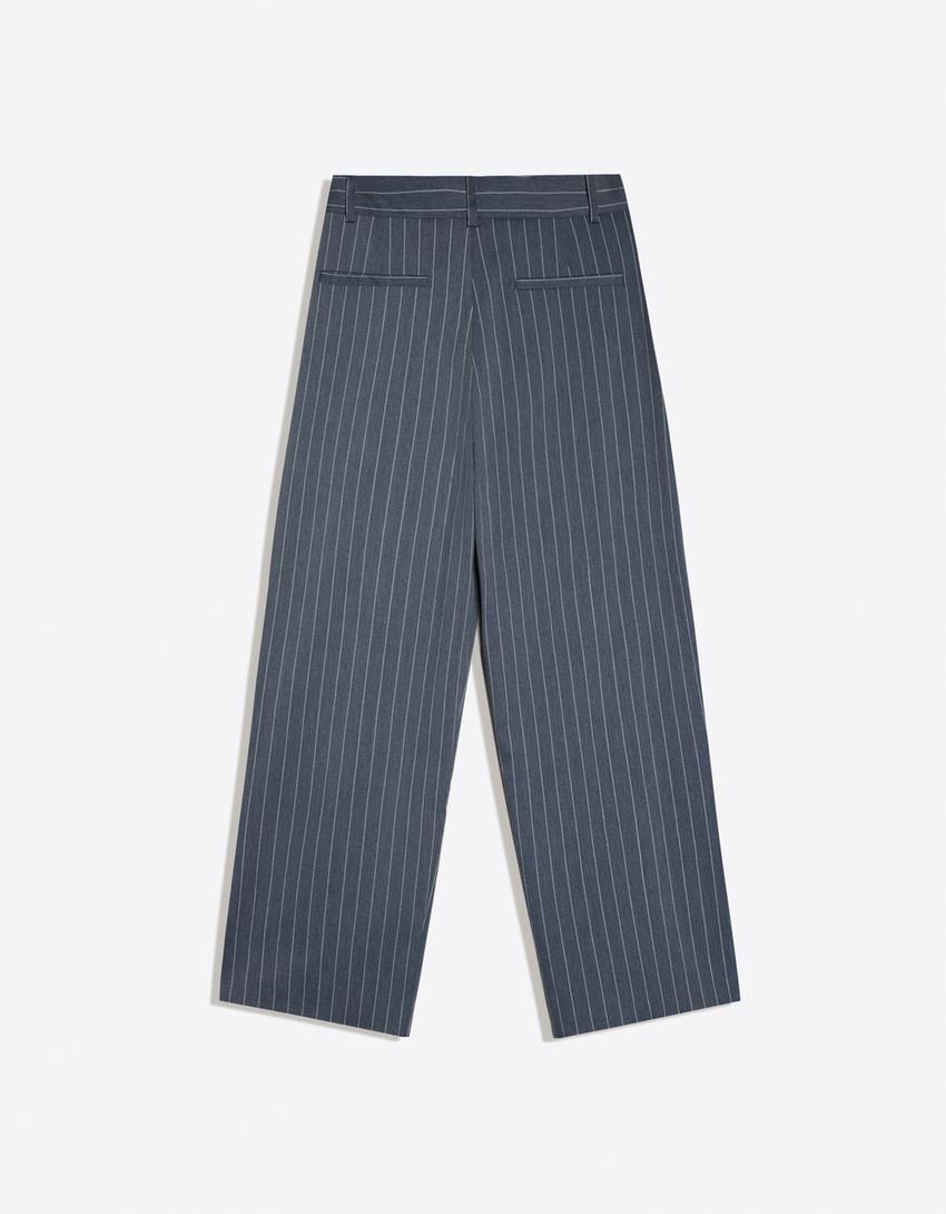 Super baggy fit çift pensli pantolon-Denizci mavisi