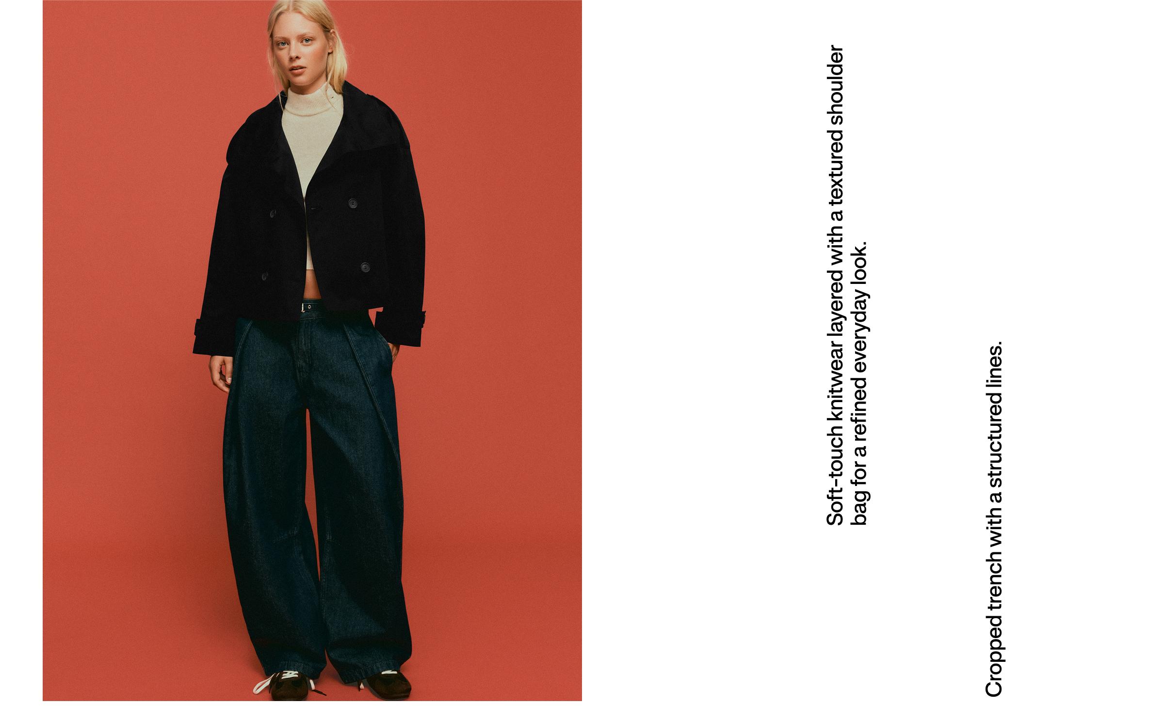 Funnel neck trench jacket — Black