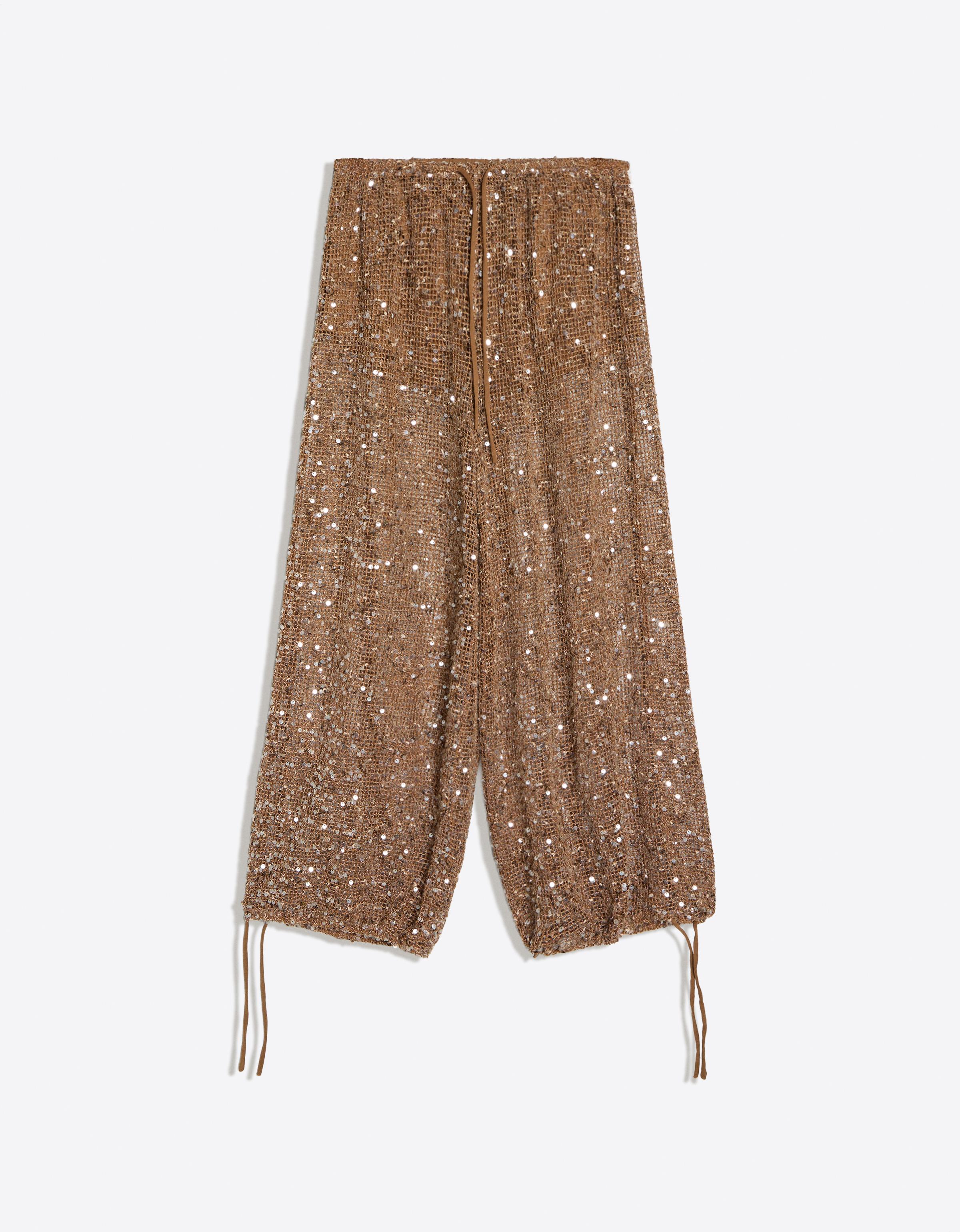 Sequinned drop crotch pants - Women | Bershka
