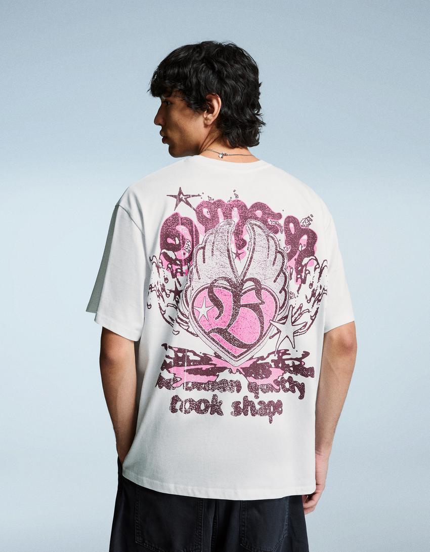 Short sleeve T-shirt with print-White