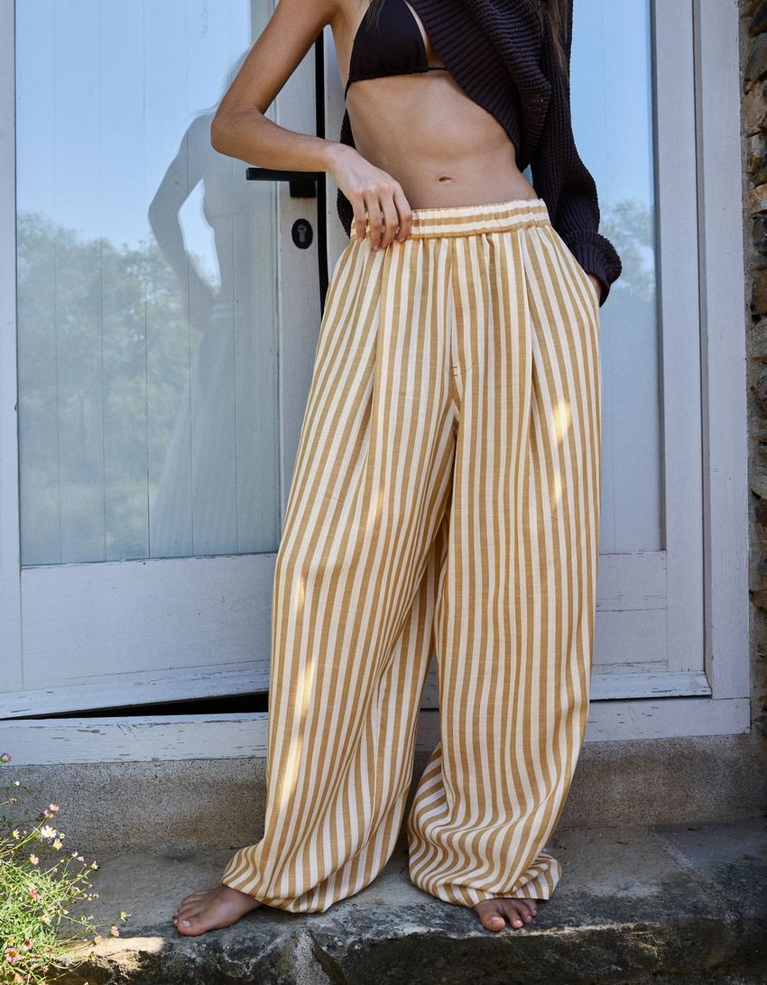 Super baggy pyjama trousers-Camel