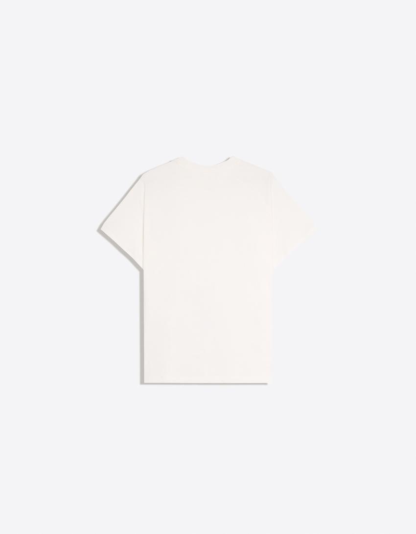 Camiseta manga corta ranglan-Blanco roto