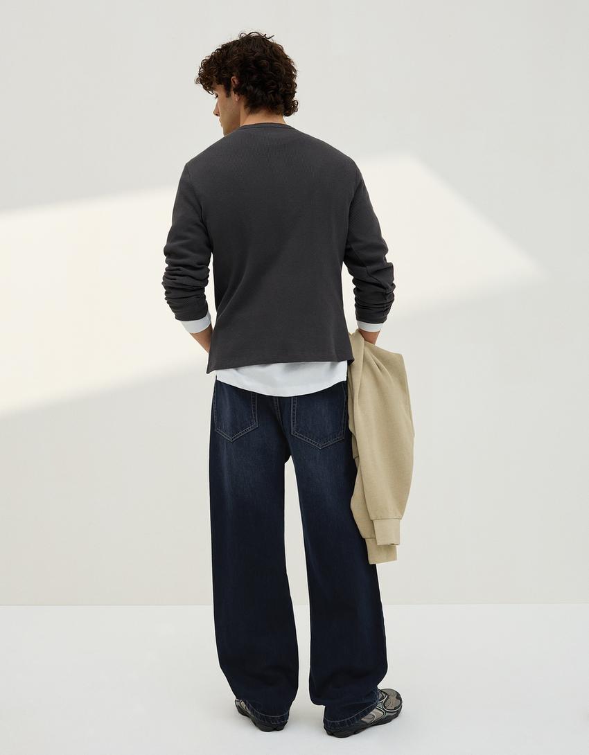 Jeans baggy-Azul escuro