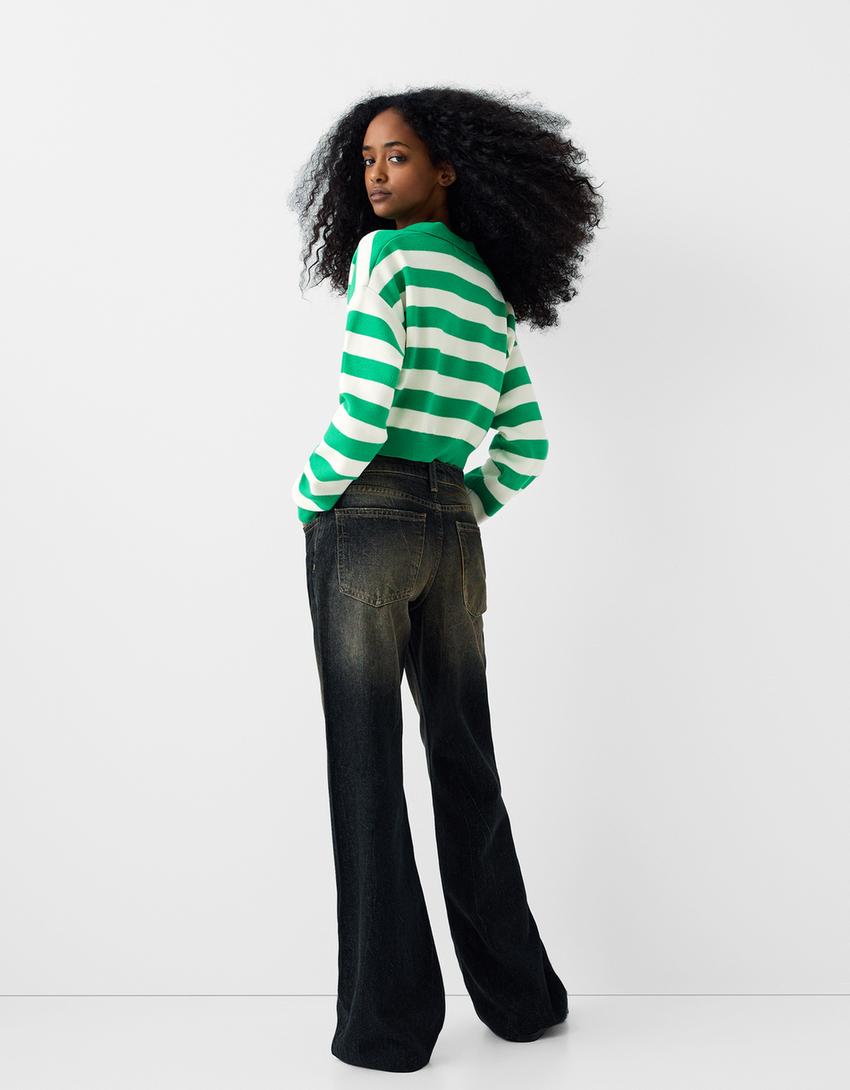 سويتر بياقة بولو وخطوط-أخضر-1