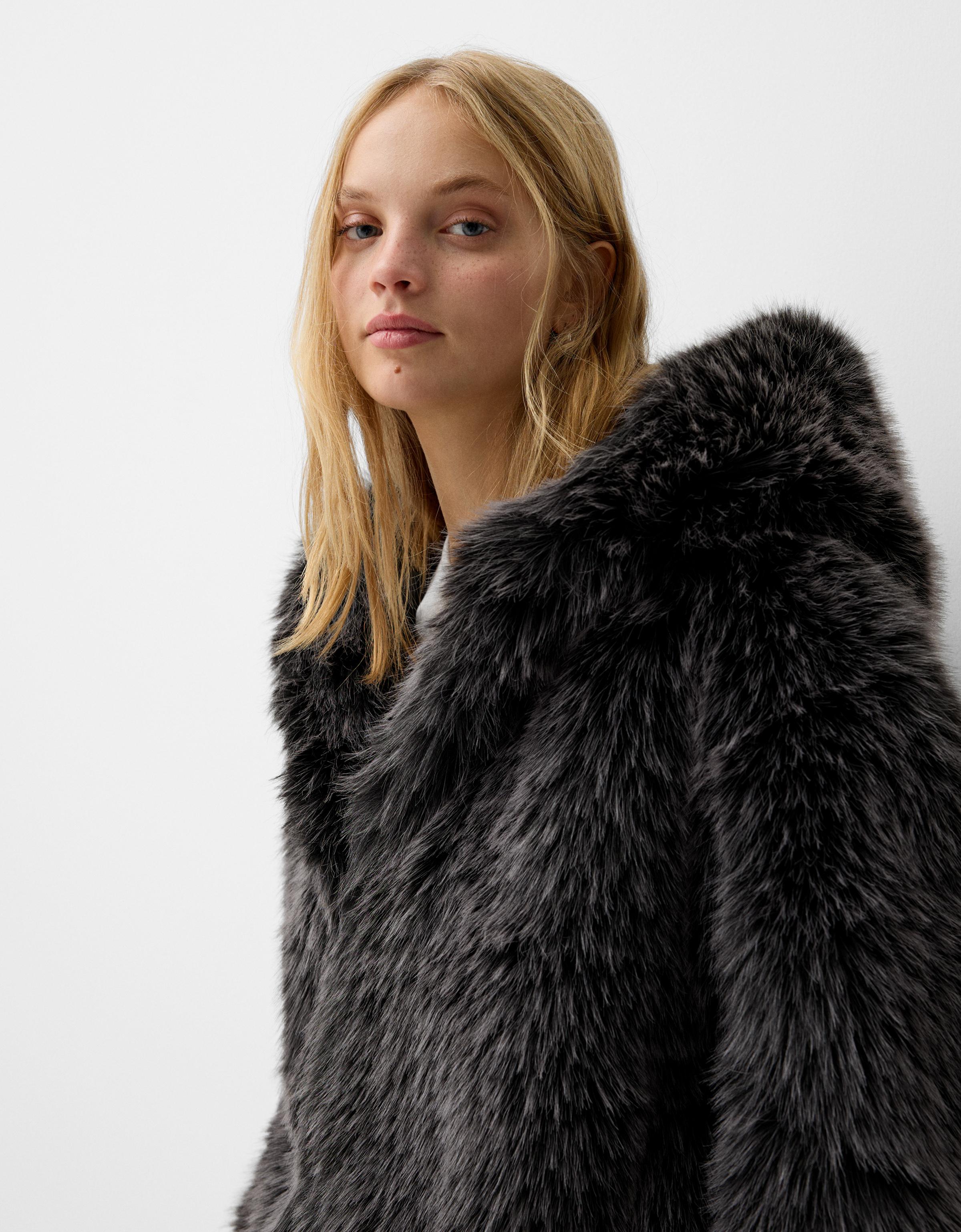 Brown Faux Fur Hooded Jacket - Oversize Fit Outerwear | Minga London –  Minga London EU