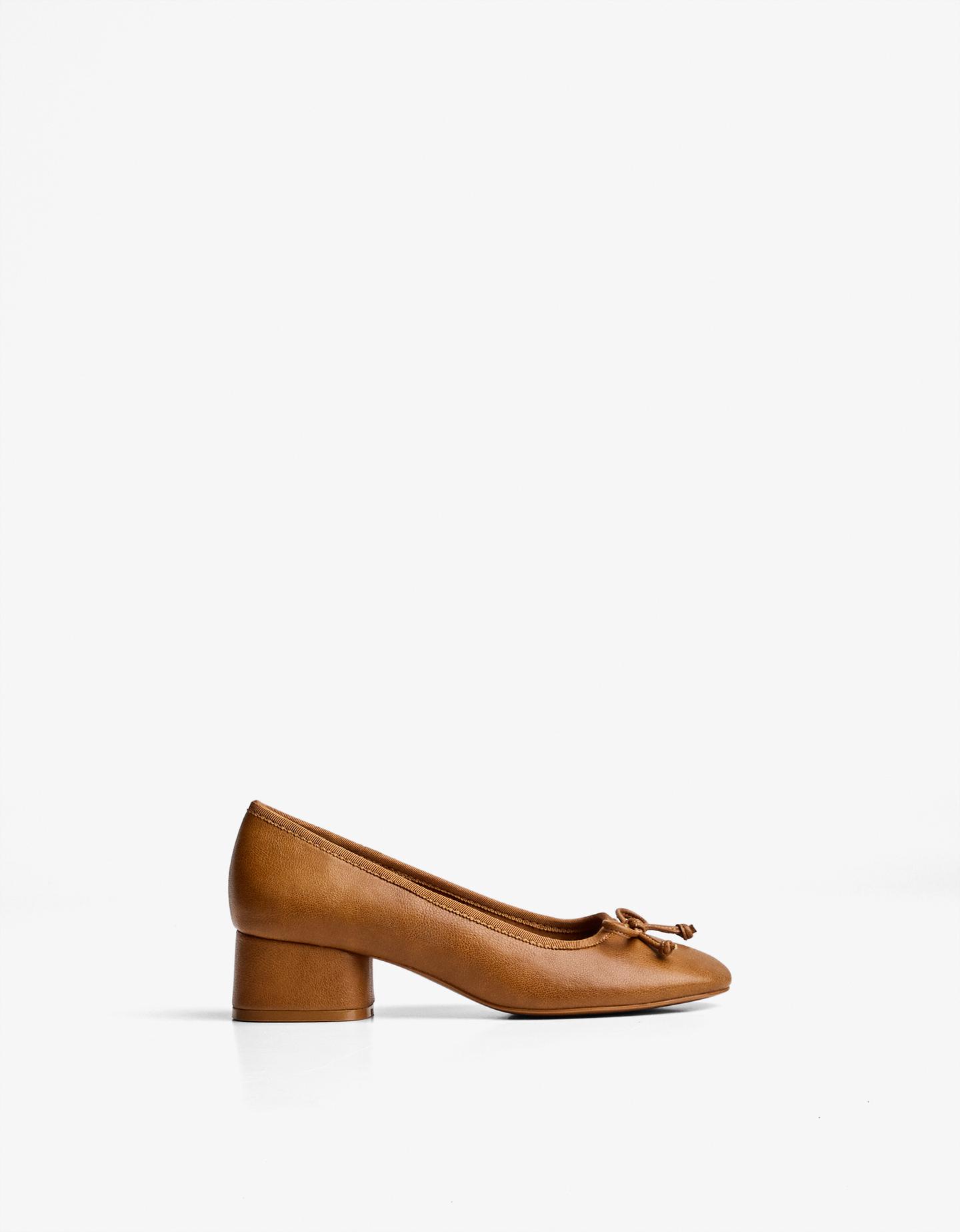 Bershka Bailarina Tacón Mujer 38 Marrón